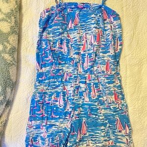 Lilly Pulitzer Colorful Sailboat Print Romper, size XL